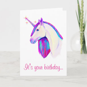 Unicorn with Colours Birthday Card