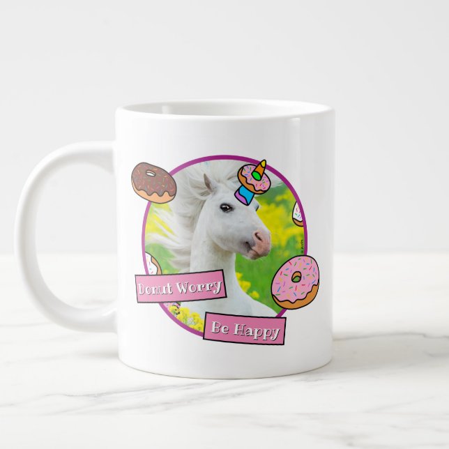 Unicorn With Donuts Large Coffee Mug (Left)