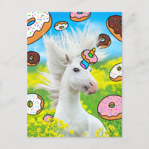 Unicorn With Doughnuts Invitation Postcard