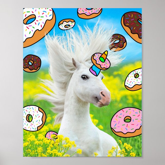 Unicorn With Doughnuts Poster (Front)