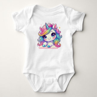 Unicorn with eyelashes  baby bodysuit