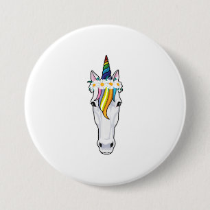Unicorn with Flowers 7.5 Cm Round Badge