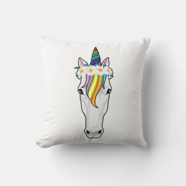 Unicorn with Flowers Cushion (Front)