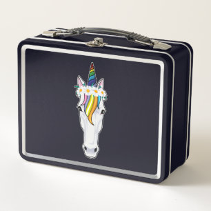 Unicorn with Flowers Metal Lunch Box