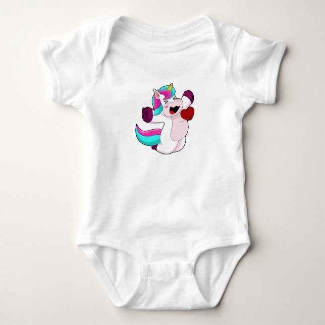 Unicorn with Heart Baby Bodysuit (Front)