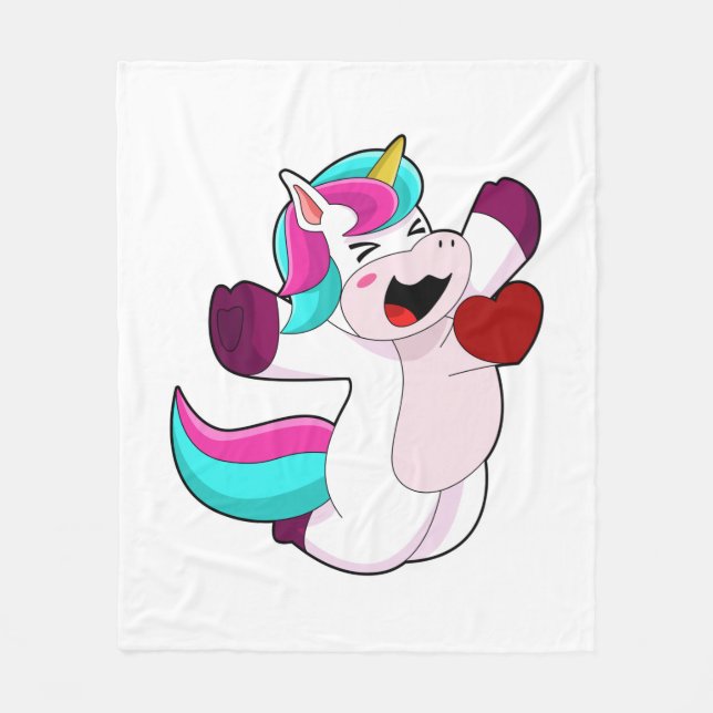 Unicorn with Heart Fleece Blanket (Front)