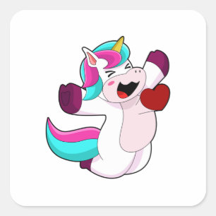 Unicorn with Heart Square Sticker