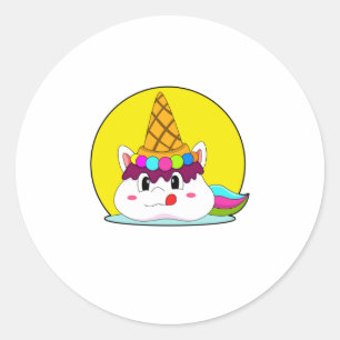 Unicorn with Ice cream cone Classic Round Sticker