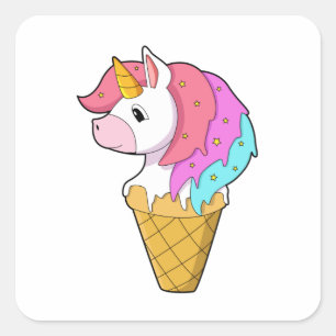 Unicorn with Ice cream Square Sticker