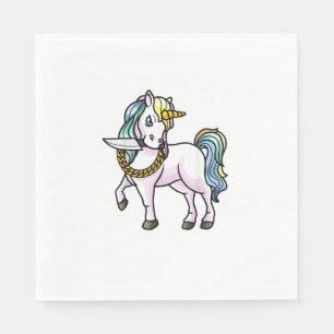 Unicorn With Knife Girls Women T-Shirt Napkin