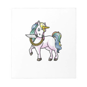 Unicorn With Knife Girls Women T-Shirt Notepad