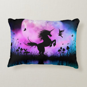 Unicorn with little fairy decorative cushion