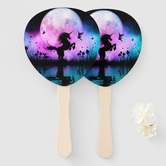 Unicorn with little fairy hand fan (Front and Back)