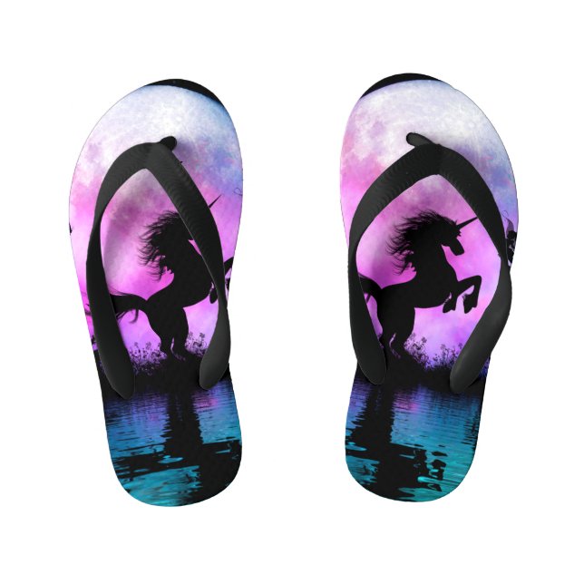 Unicorn with little fairy kid's flip flops (Footbed)