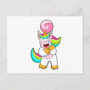 Unicorn with Lollipop Postcard