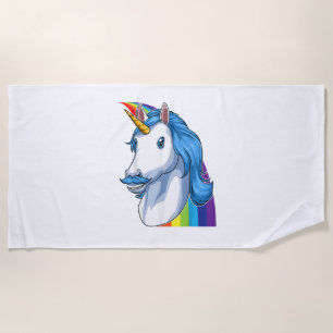 Unicorn with Moustache Dadacorn Dadicorn Unicorn D Beach Towel
