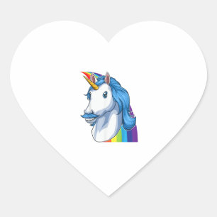 Unicorn with Moustache Dadacorn Dadicorn Unicorn D Heart Sticker