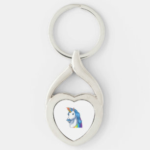 Unicorn with Moustache Dadacorn Dadicorn Unicorn D Key Ring