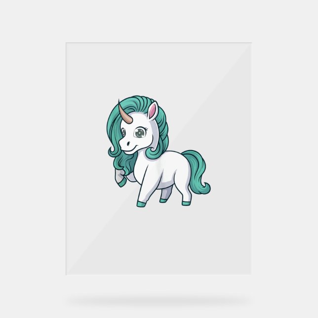 Unicorn With Petrol Mane Cute Funny Unicorn Design Acrylic Sign (Front)