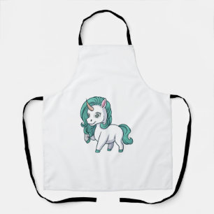 Unicorn With Petrol Mane Cute Funny Unicorn Design Apron