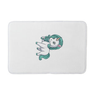 Unicorn With Petrol Mane Cute Funny Unicorn Design Bath Mat