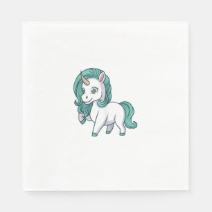 Unicorn With Petrol Mane Cute Funny Unicorn Design Napkin