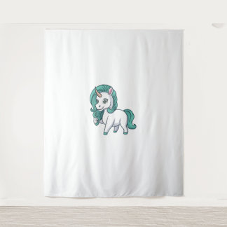 Unicorn With Petrol Mane Cute Funny Unicorn Design Tapestry