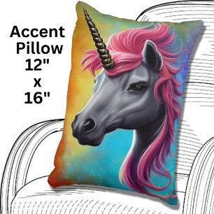 Unicorn with Pink Mane   Decorative Cushion