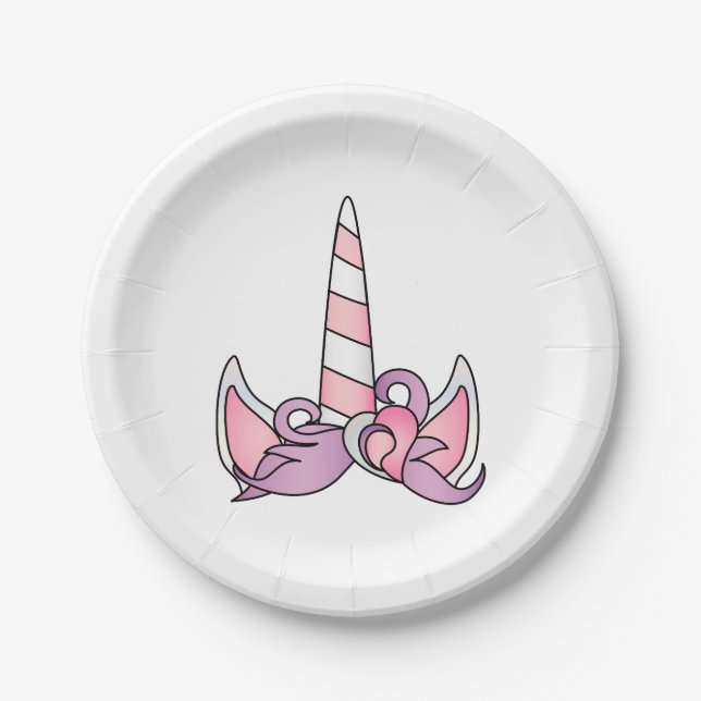 Unicorn with Pony Themed Paper Plates (Front)