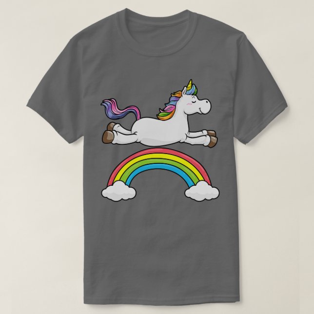 Unicorn with Rainbow and Clouds T-Shirt (Design Front)