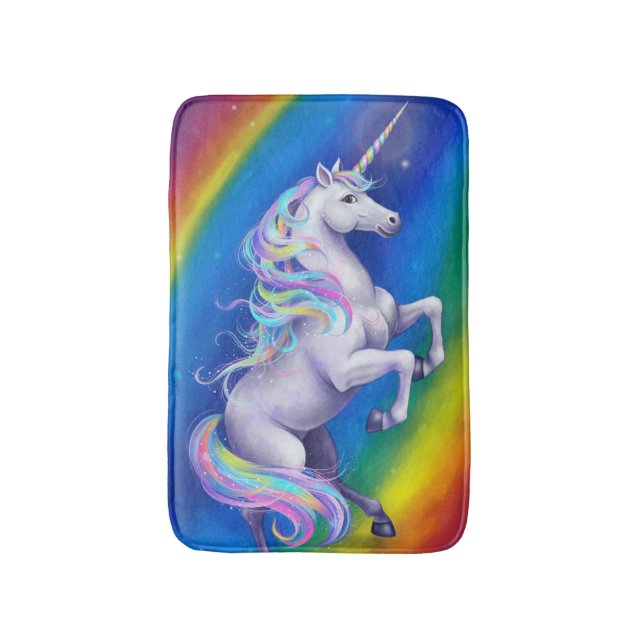 Unicorn with Rainbow Bath Mat (Front Vertical)