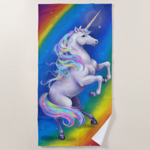 Unicorn with Rainbow Beach Towel