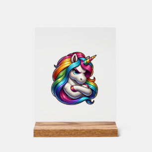 Unicorn With Rainbow Mane Art Tank Top Acrylic Sign