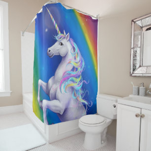 Unicorn with Rainbow Shower Curtain