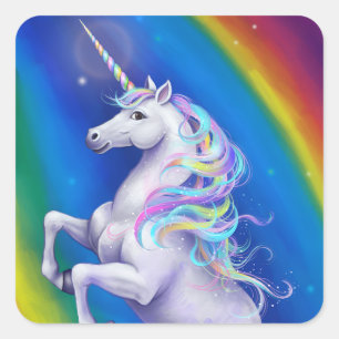 Unicorn with Rainbow Square Sticker