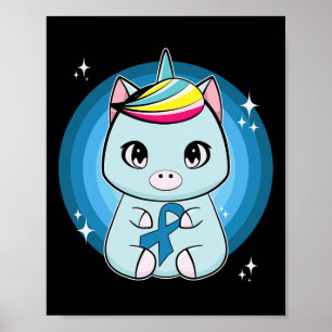 Unicorn With Ribbon Diabetes Awareness Poster