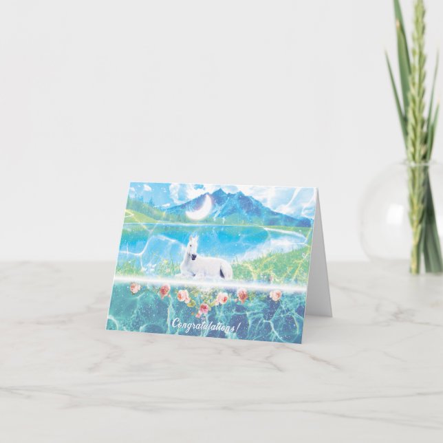Unicorn with roses Folded Greeting Card (Front)
