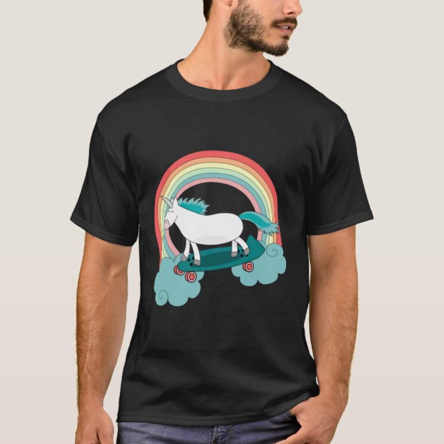 Unicorn with skateboard T-Shirt (Front)