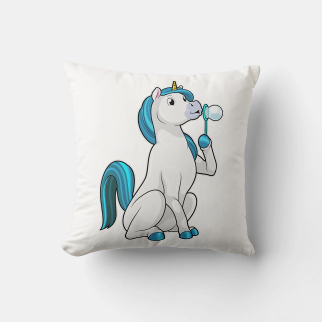 Unicorn with Soap bubbles Cushion (Front)