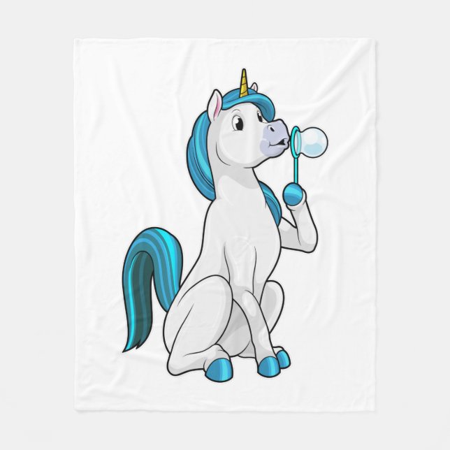 Unicorn with Soap bubbles Fleece Blanket (Front)