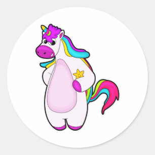Unicorn with Star Classic Round Sticker