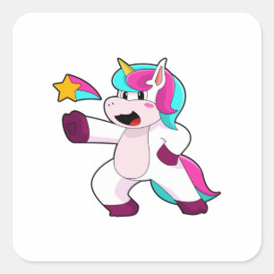Unicorn with Star Square Sticker