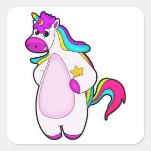 Unicorn with Star Square Sticker
