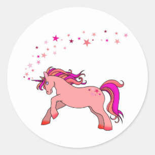 Unicorn With Stars Round Sticker