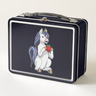 Unicorn with Strawberry Fruit Metal Lunch Box