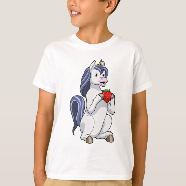 Unicorn with Strawberry Fruit T-Shirt (Front)