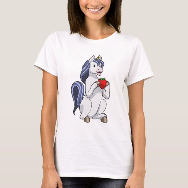 Unicorn with Strawberry Fruit T-Shirt (Front)