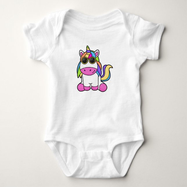 Unicorn with Sunglasses Baby Bodysuit (Front)