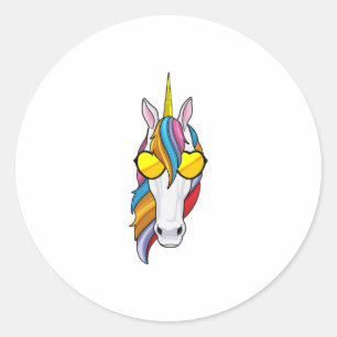 Unicorn with Sunglasses Classic Round Sticker