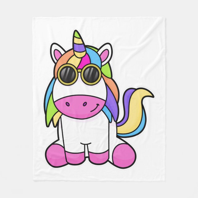 Unicorn with Sunglasses Fleece Blanket (Front)